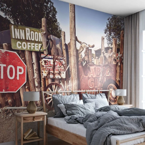 Tapet Premium Canvas - Iar timpul s-a oprit - Indicator, Ruta 66, STATELE UNITE ALE AMERICII - 150x105 cm
