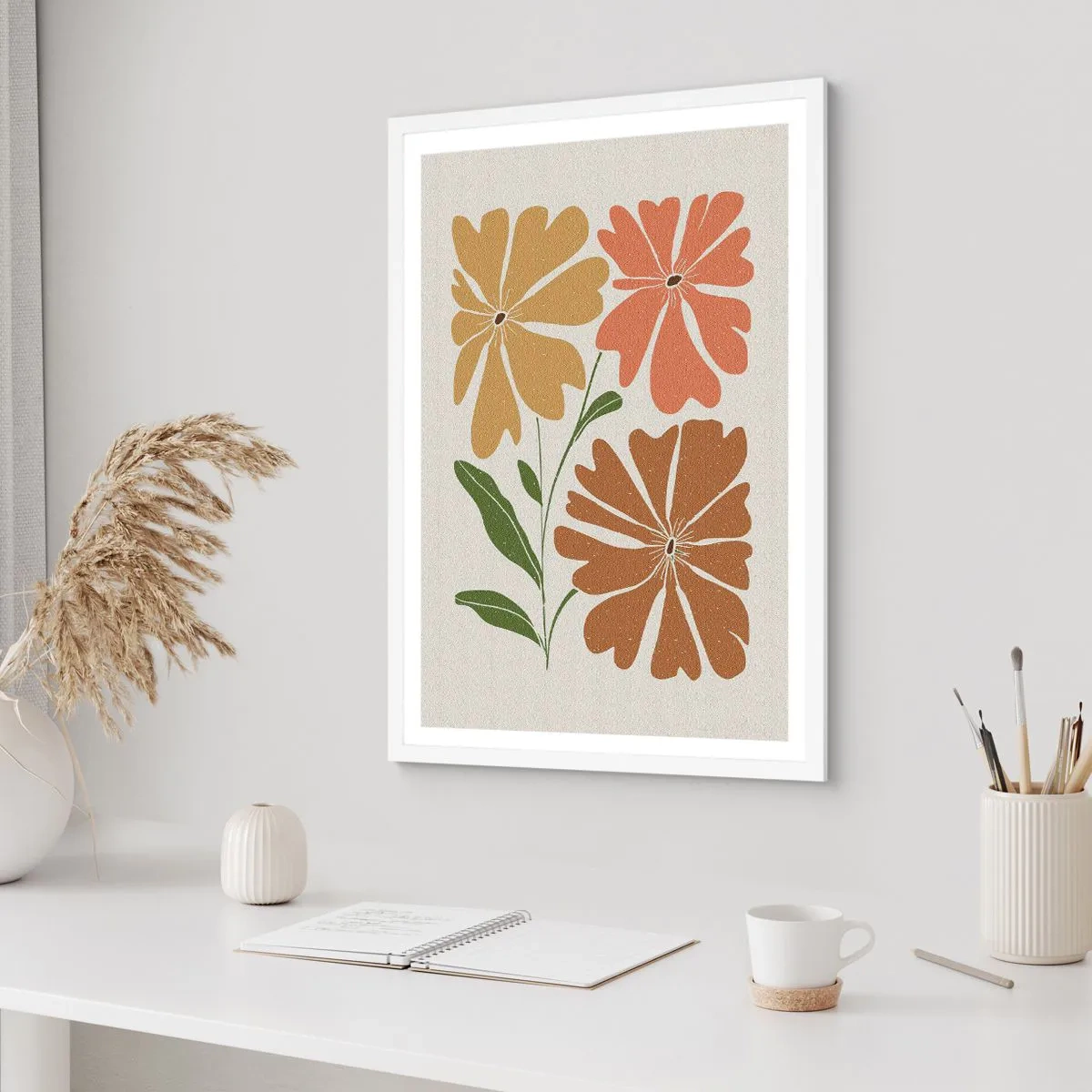 Poster în ramă albă - Natură și geometrie - 70x100 cm