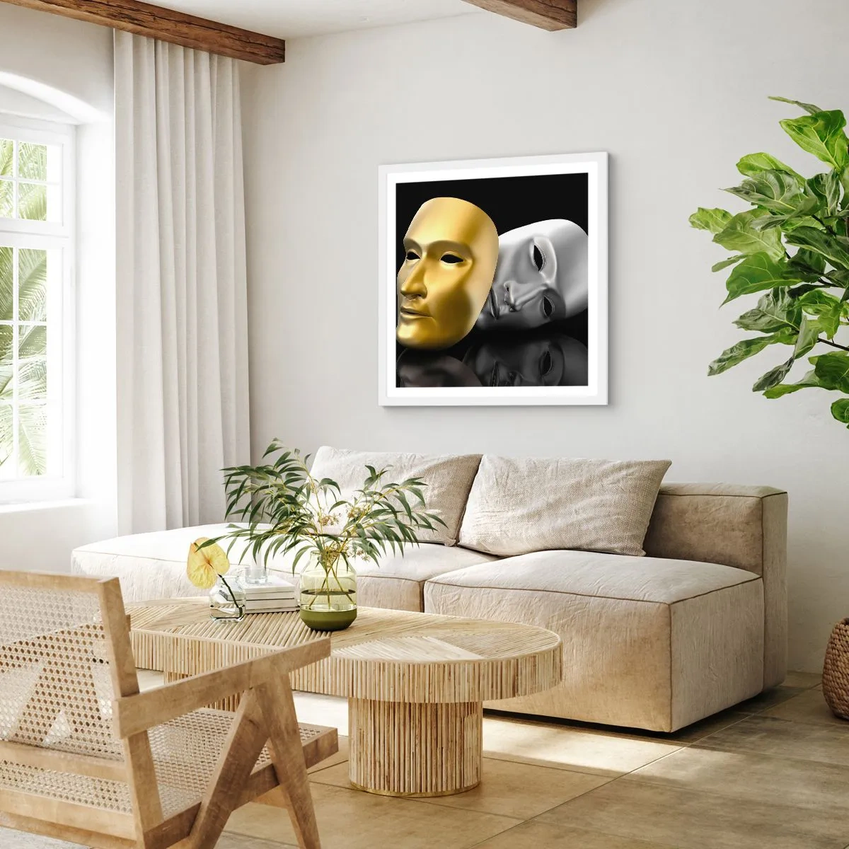 Poster în ramă albă - Viața este teatru - 60x60 cm