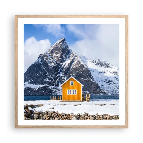 Poster în ramă de stejar deschis - Vacanță scandinavă - 60x60 cm