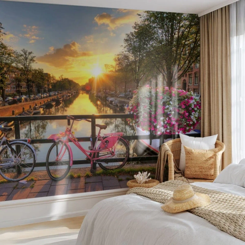 Tapet Standard Eco - Dimineața de primăvară în Amsterdam - Oraș, Amsterdam, Arhitectură - 450x315 cm