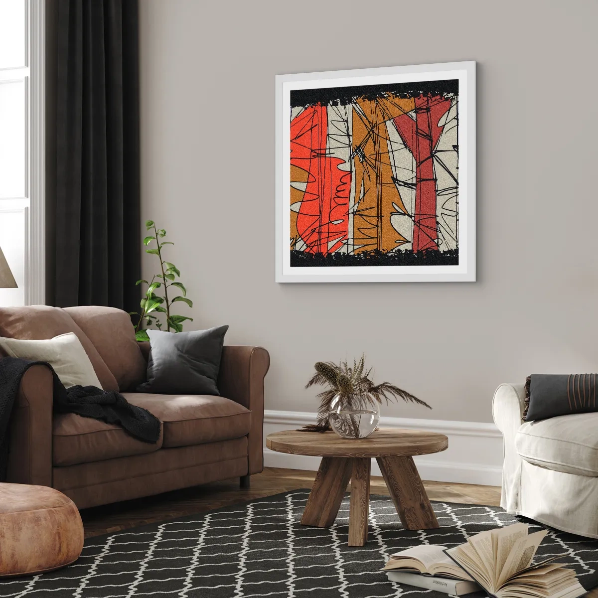 Poster în ramă albă - Compoziție spontană - 60x60 cm