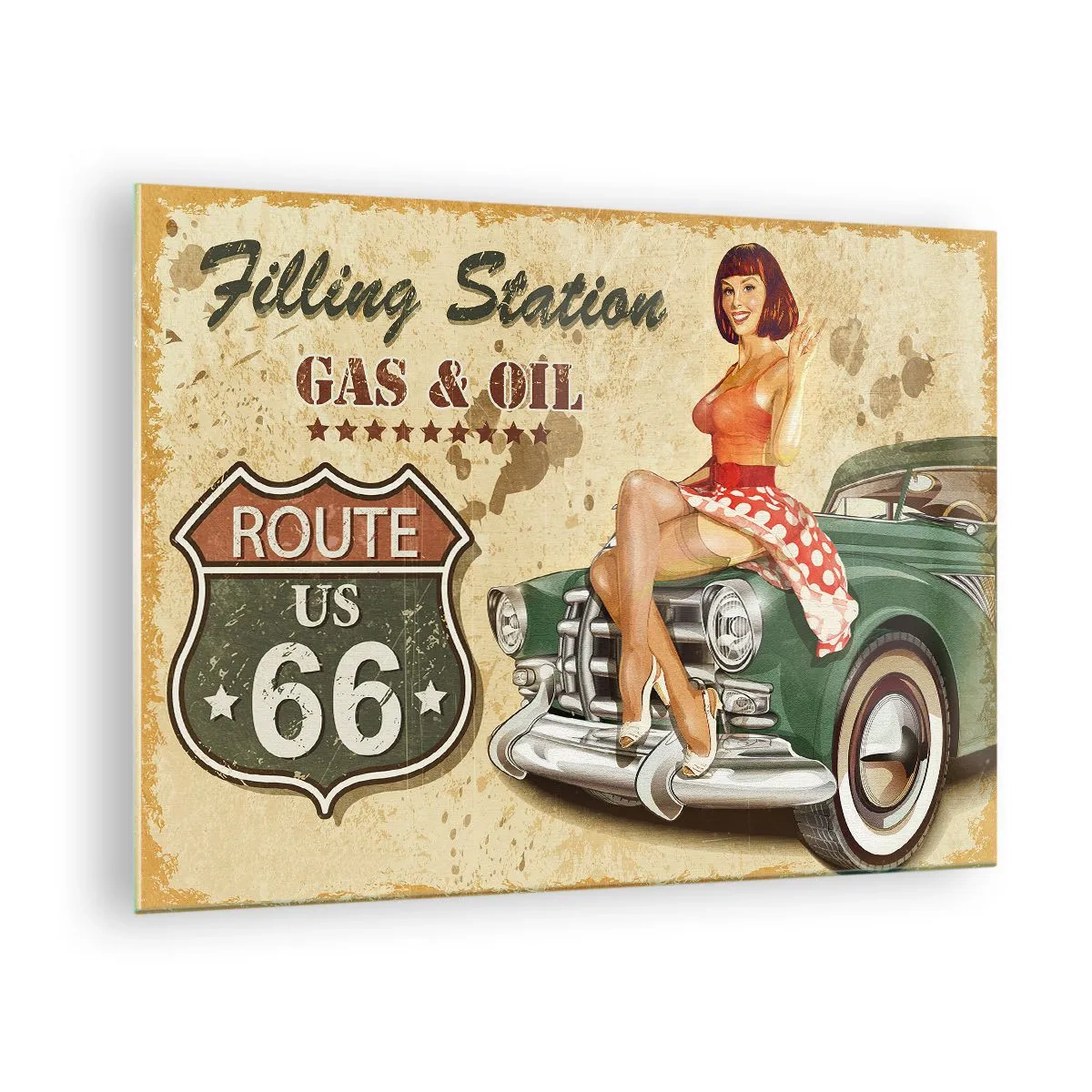 Tablou pe sticlă - Minunații ani '40 - 70x50cm - Extraordinari ani '40. - Decorațiune modernă pentru perete pentru living și dormitor ARTTOR