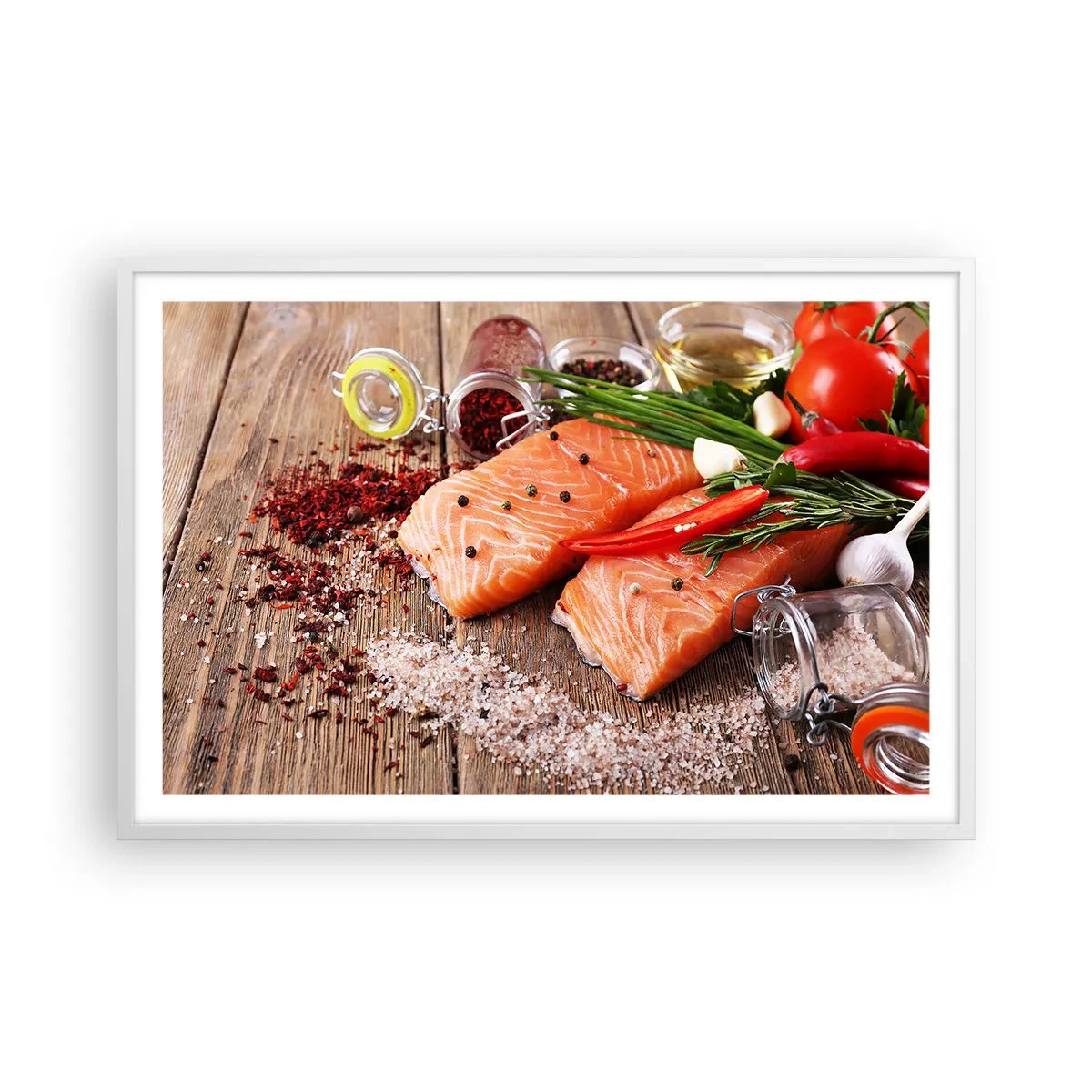 Poster în ramă albă - O aventură norvegiană în bucătărie - 91x61 cm