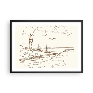 Poster în ramă neagră - Schiță de amintiri de vară - 70x50 cm