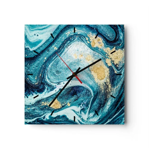 Ceas de perete - Ceas pe sticlă - Vârtej albastru - 30x30 cm