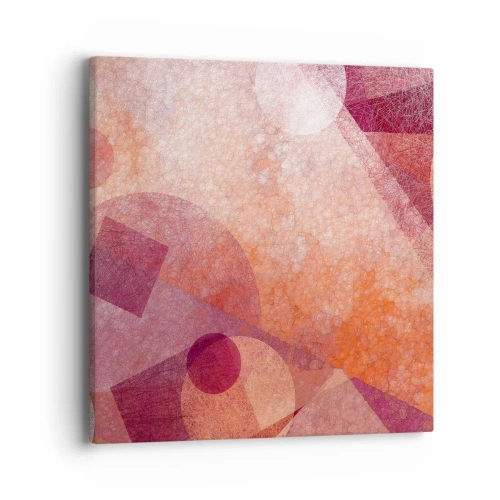 Tablou pe pânză - Transformări geometrice în roz - 40x40 cm