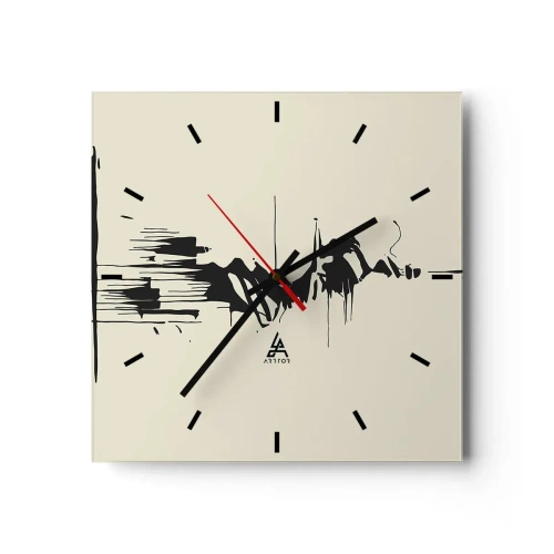 Ceas de perete - Ceas pe sticlă - Abstracție pripită - 30x30 cm