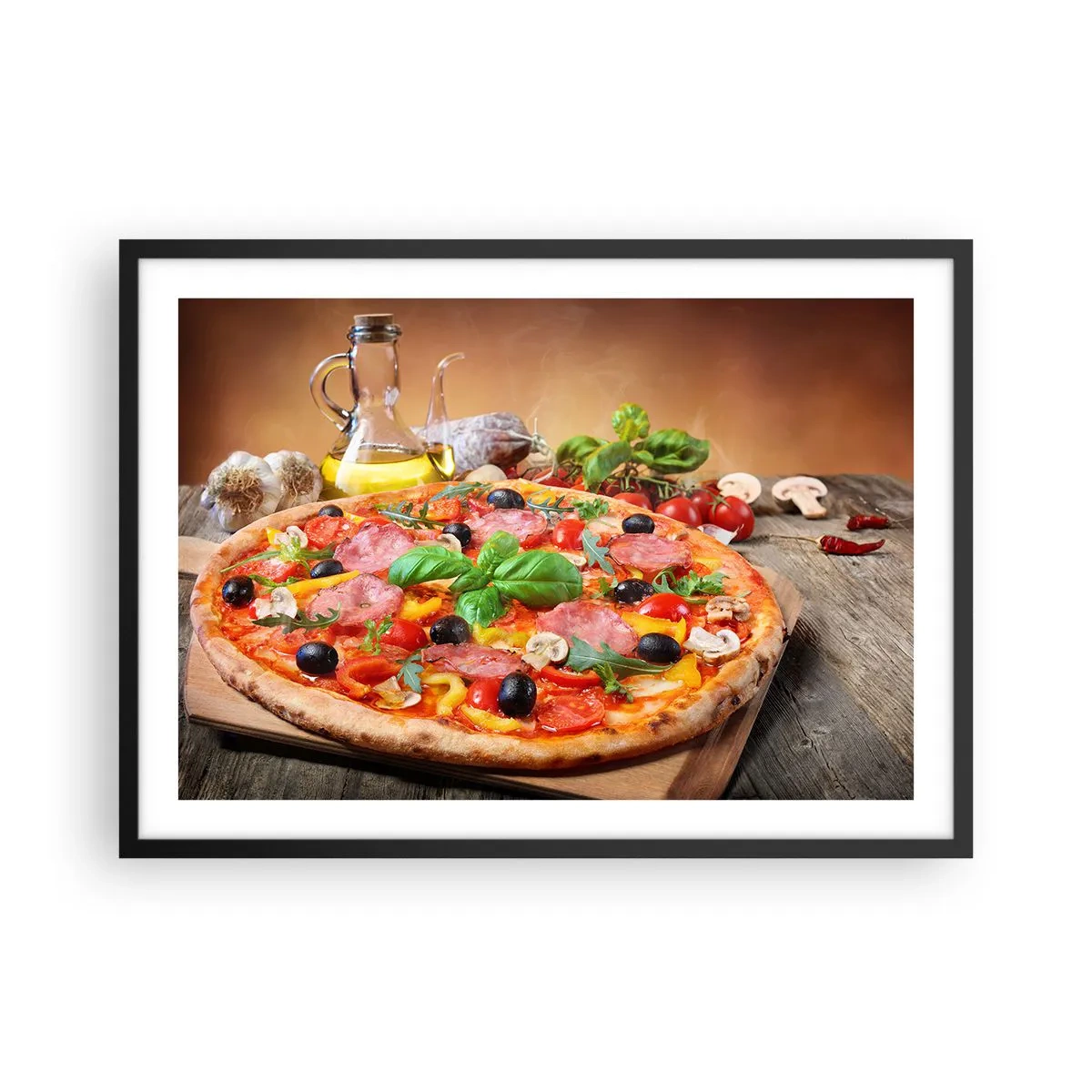 Poster în ramă neagră - Cu o adevărată aromă italiană - 70x50 cm