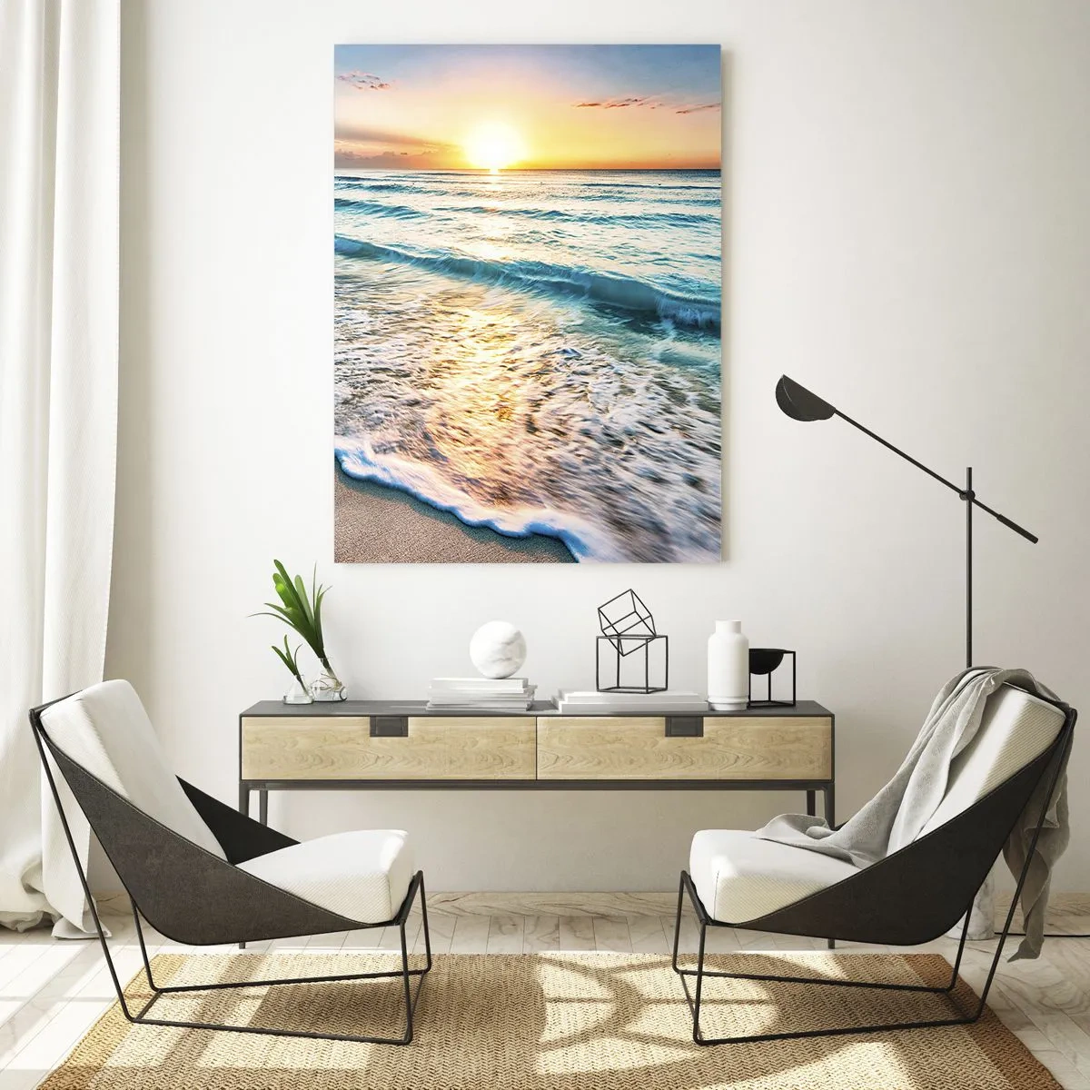 Tablou pe sticlă - Priveliștea cu apus de soare - 50x70 cm