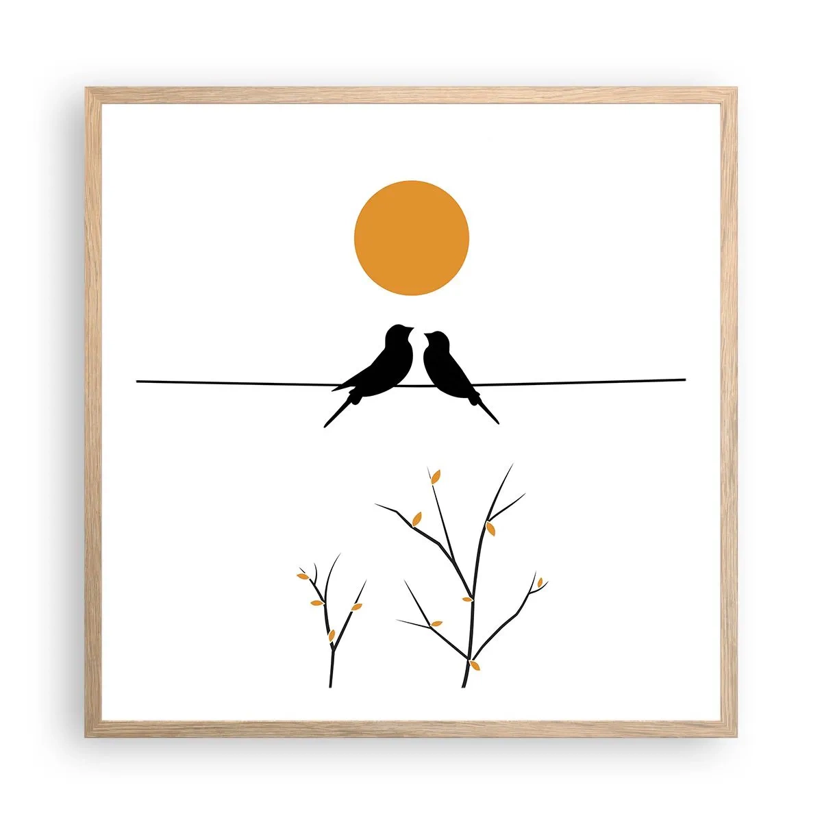 Poster în ramă de stejar deschis - Seară cu privighetori - 60x60 cm