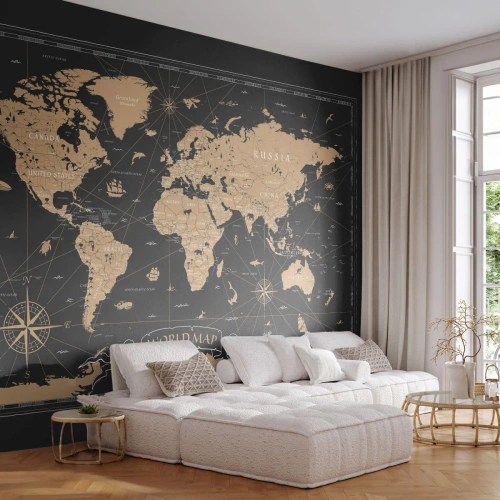Tapet Premium Canvas - Limitele lumii mele - Harta lumii, Epocă, Retro - 250x175 cm