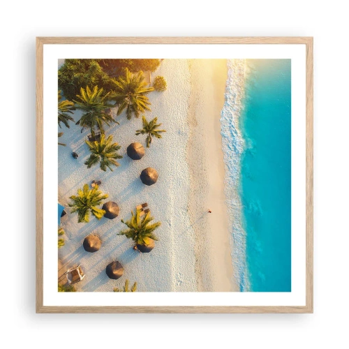 Poster în ramă de stejar deschis - Bun venit în paradis - 60x60 cm