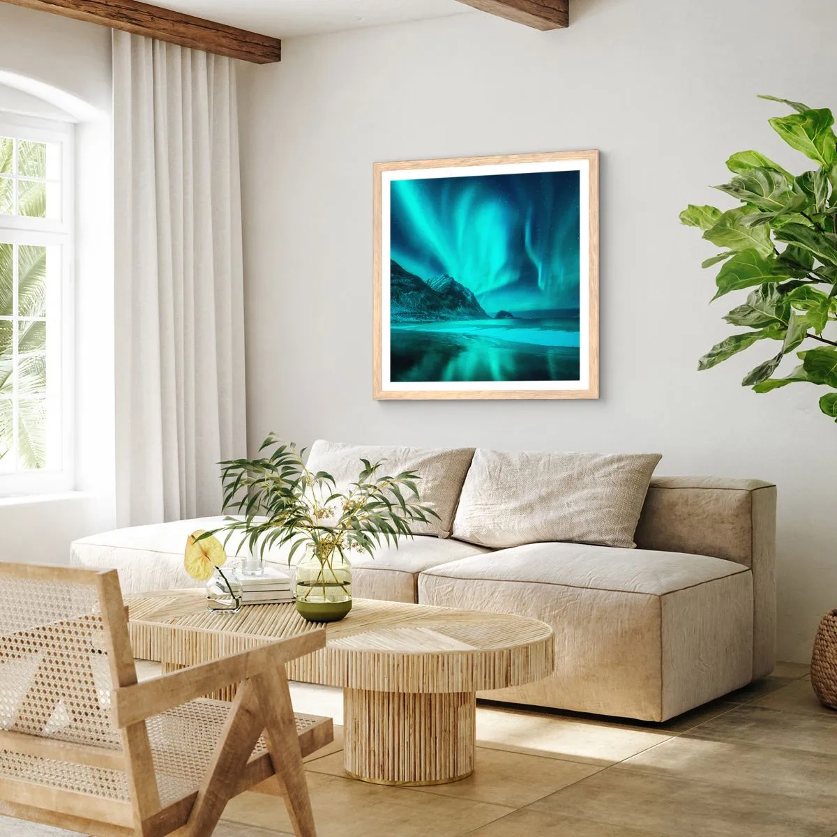 Poster în ramă de stejar deschis - Minunile din nord - 40x40 cm