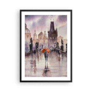 Poster în ramă neagră - O plimbare romantică pe pod într-o zi ploioasă - 50x70cm - Oamenii nu se schimbă - Decorațiune modernă pentru perete pentru living și dormitor ARTTOR