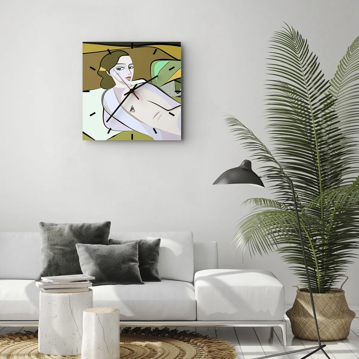 Ceas de perete - Ceas pe sticlă - Portret intim - 40x40 cm