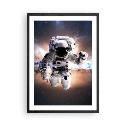 Poster în ramă neagră - Astronautul în spațiu - 50x70cm - Salutări din spațiul cosmic - Decorațiune modernă pentru perete pentru living și dormitor ARTTOR