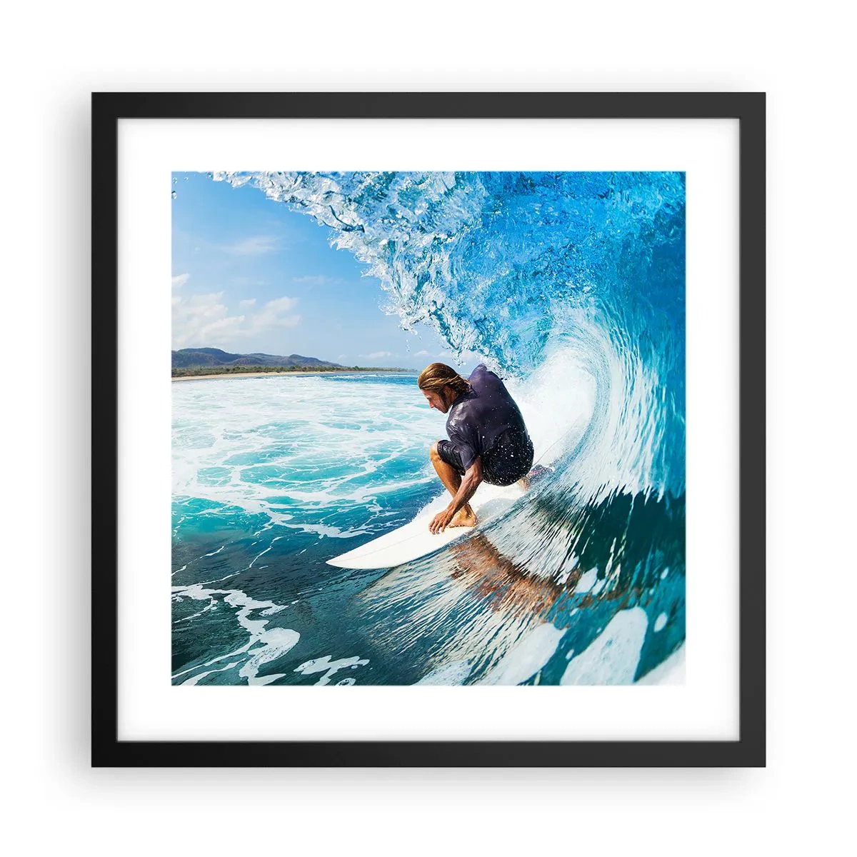 Poster în ramă neagră - Dansând cu valurile - 40x40 cm