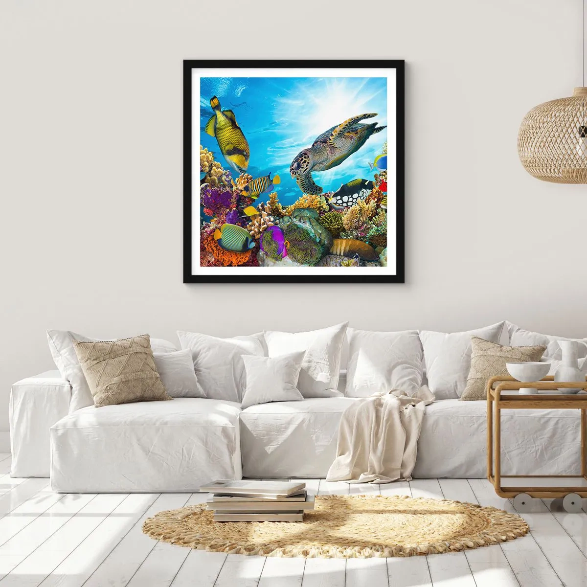 Poster în ramă neagră - Promenada de corali - 60x60 cm