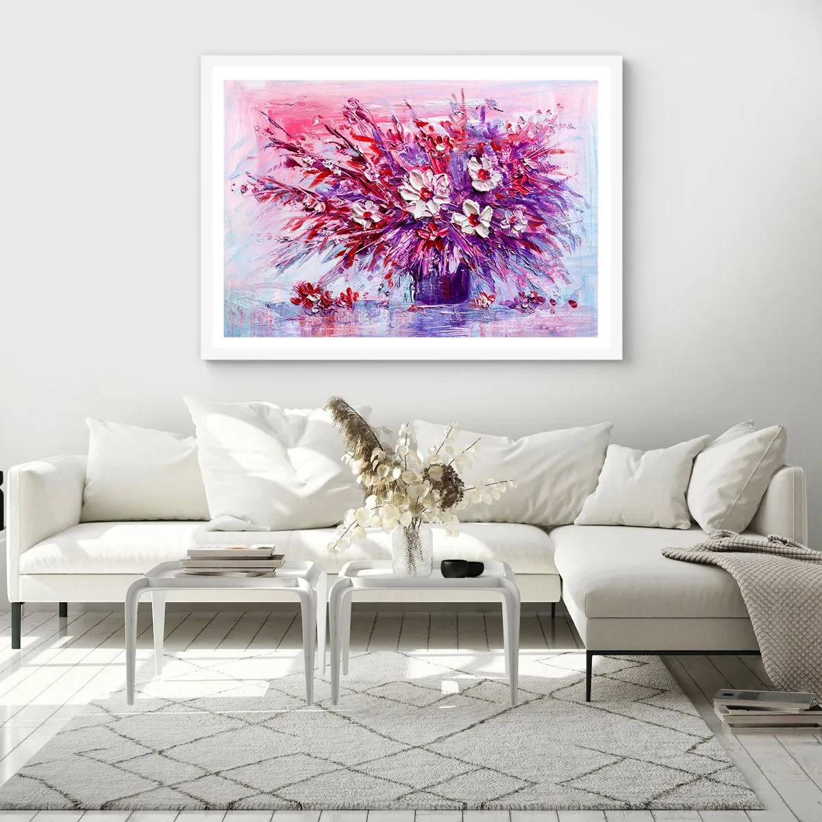 Poster în ramă albă - Inocență și pasiune  - 100x70 cm