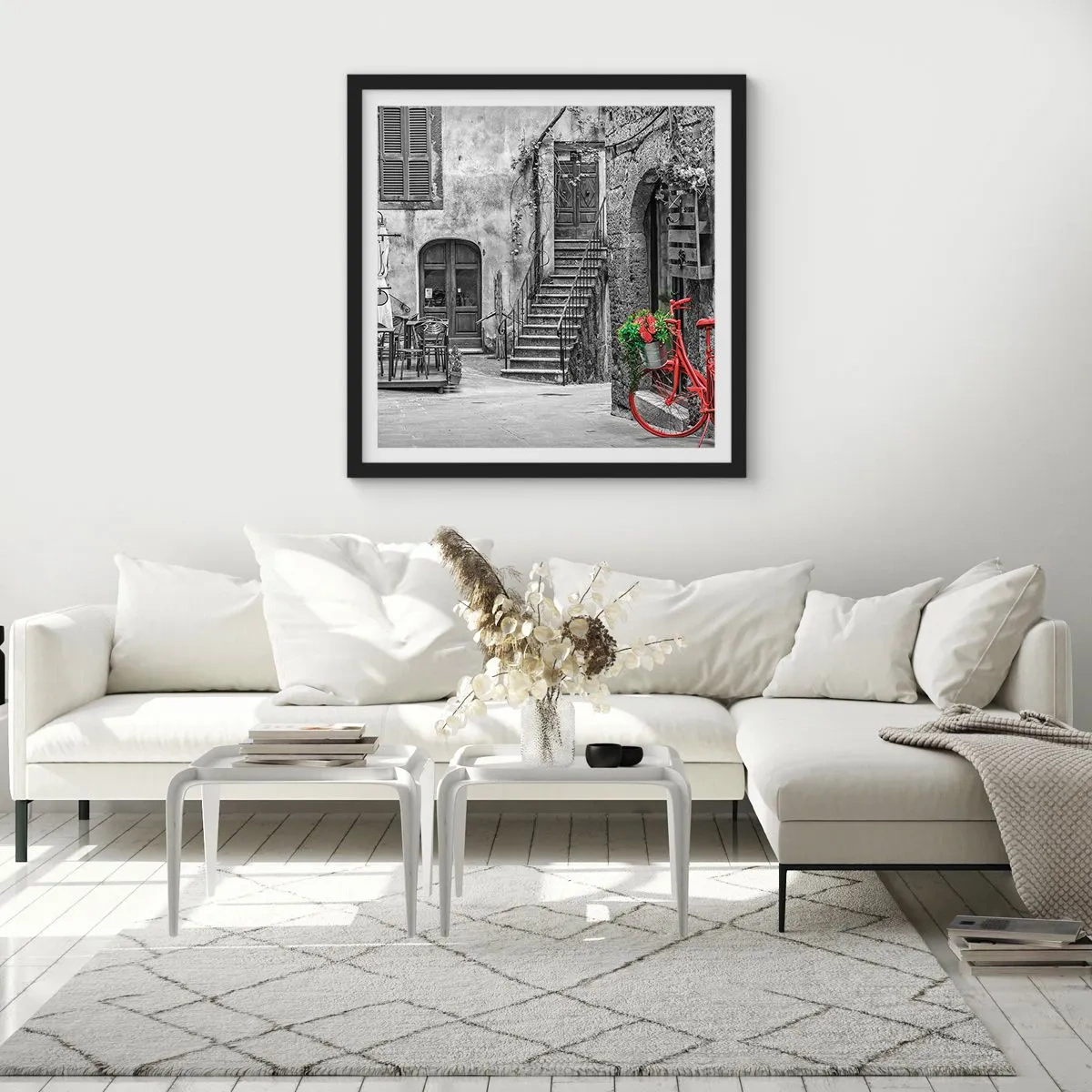 Poster în ramă neagră - Alee din Toscana - 30x30 cm