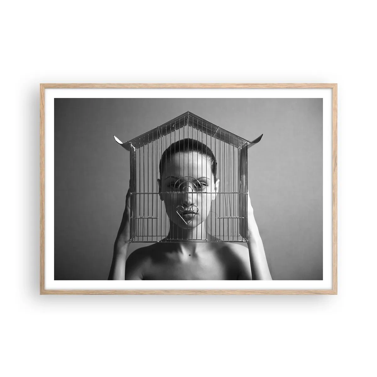 Poster în ramă de stejar deschis - Un portret oarecum suprarealist - 100x70 cm