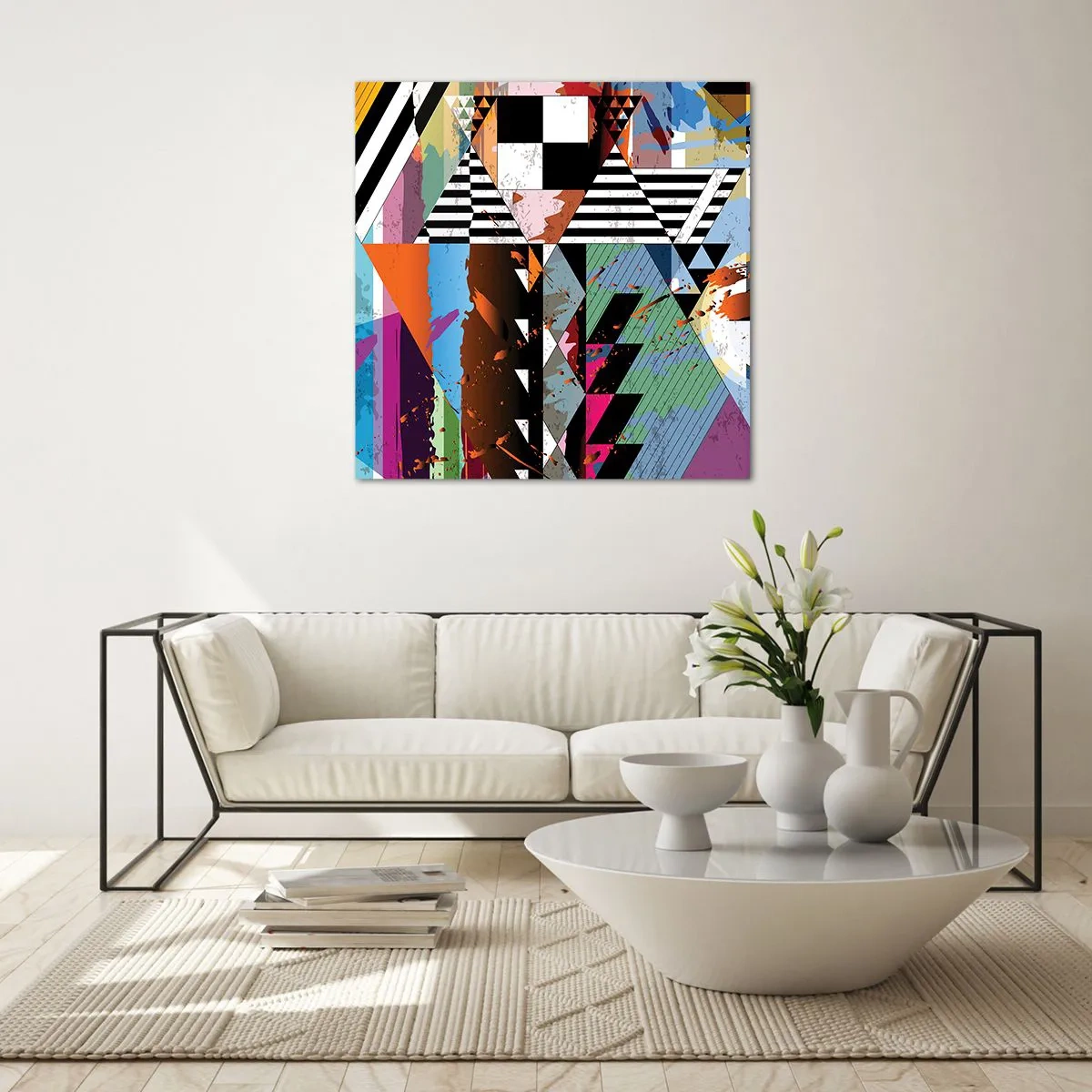 Tablou pe sticlă - Geometric și organic - 30x30 cm