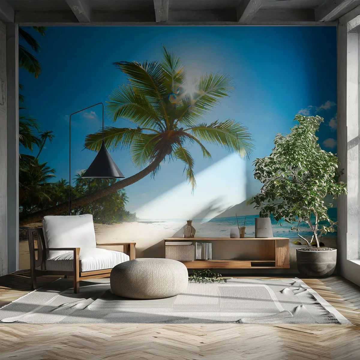 Tapet Premium Sand - Nu arăta nimănui - Peisaj, plajă, Palmier de nuca de cocos - 100x70 cm