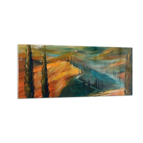 Tablou pe sticlă - Peisaj toscan - 100x40 cm