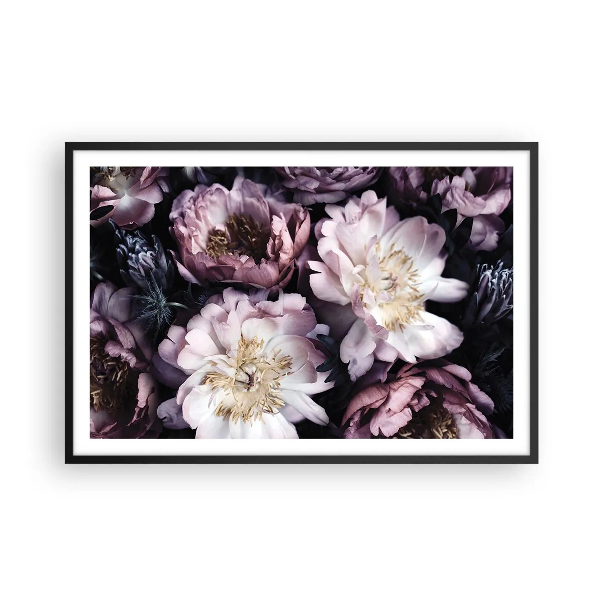 Poster în ramă neagră - Buchet în stil vechi - 91x61 cm