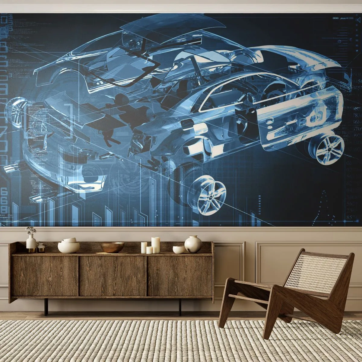 Tapet Premium Canvas - Anatomie inginerească - Automobile, Mașină, Concept - 250x175 cm