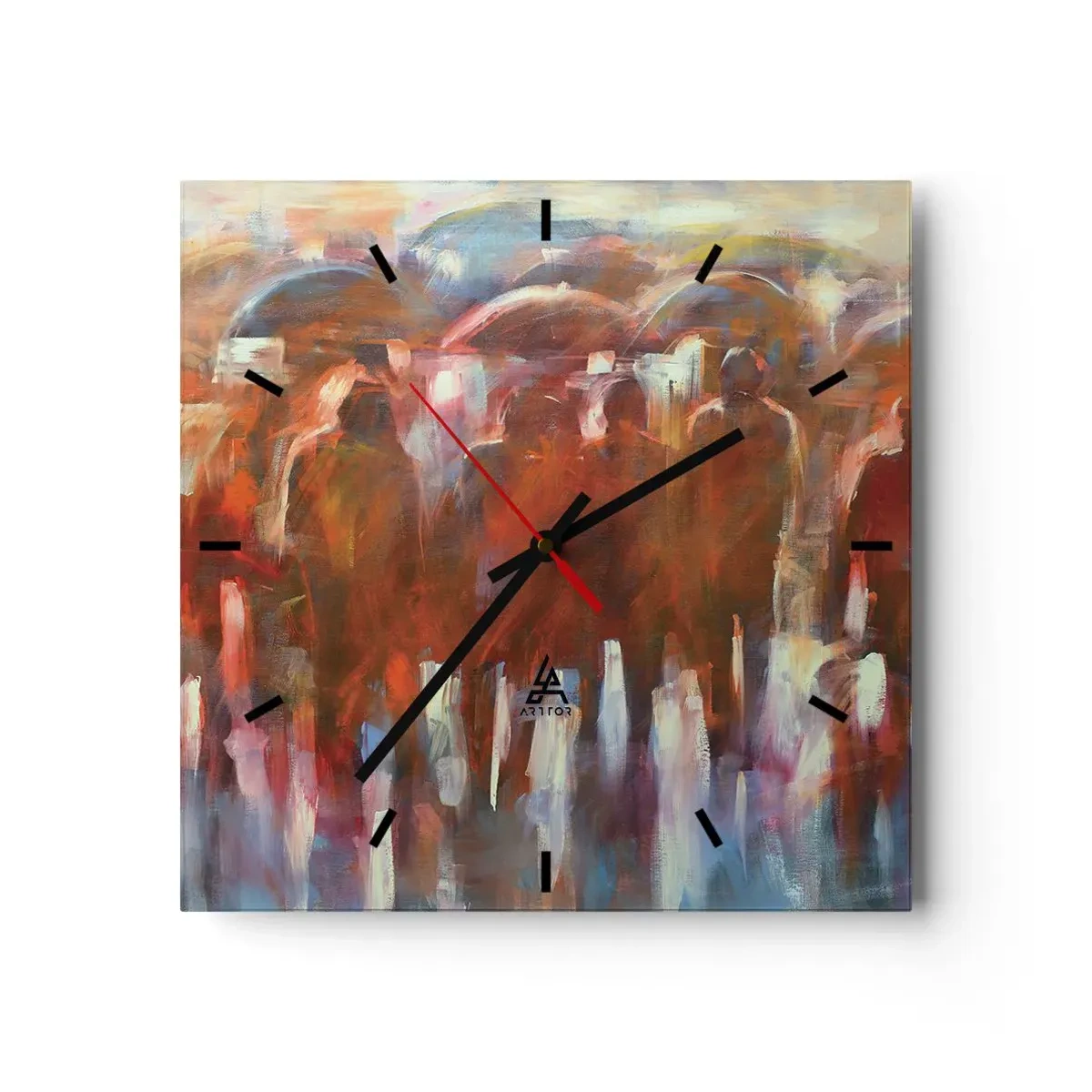 Ceas de perete - Ceas pe sticlă - Egali în ploaie și ceață - 30x30 cm