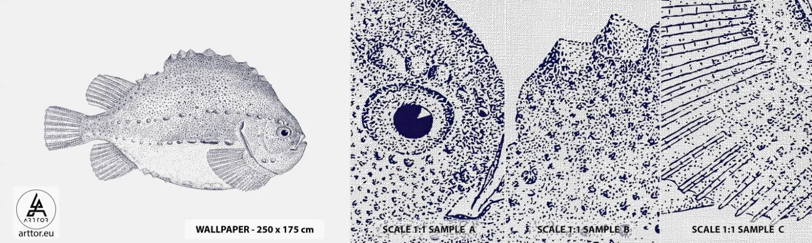 Mostră tapet Premium Canvas - Pentru albumul naturalistului - Peşte, Maritim, Ocean - 100x30 cm