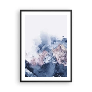 Poster în ramă neagră - Munți abstracți în nuanțe de albastru - 50x70cm - Acestea sunt vârfurile! - Decorațiune modernă pentru perete pentru living și dormitor ARTTOR