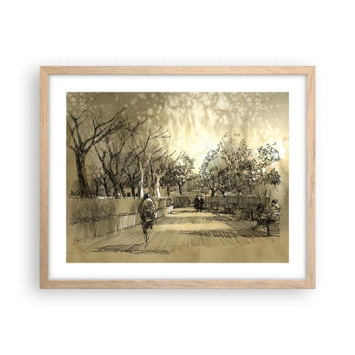 Poster în ramă de stejar deschis - Un moment reținut cu pene - 50x40 cm