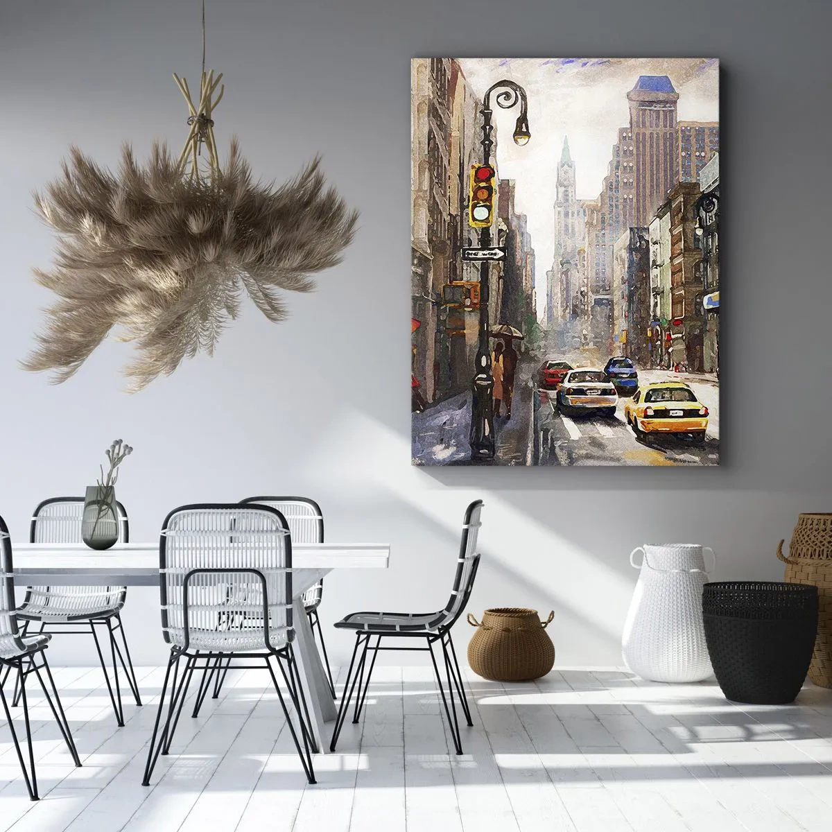 Tablou pe pânză - New York - plin de culoare și în ploaie - 55x100 cm