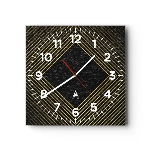 Ceas de perete - Ceas pe sticlă - Geometrie în stil glamour - 40x40 cm