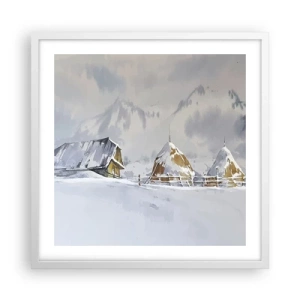 Poster în ramă albă - Într-o vale înzăpezită - 50x50 cm
