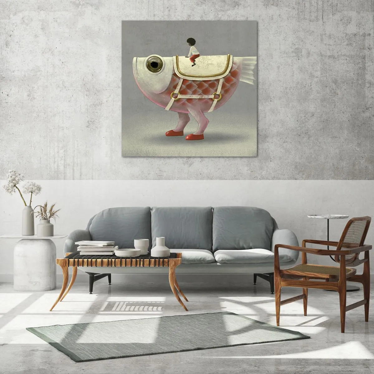 Tablou pe sticlă - Călărețul Pescărel - 60x60 cm