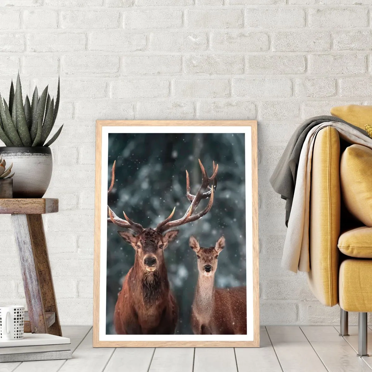 Poster în ramă de stejar deschis - Stăpânul pădurii și soția sa - 40x50 cm