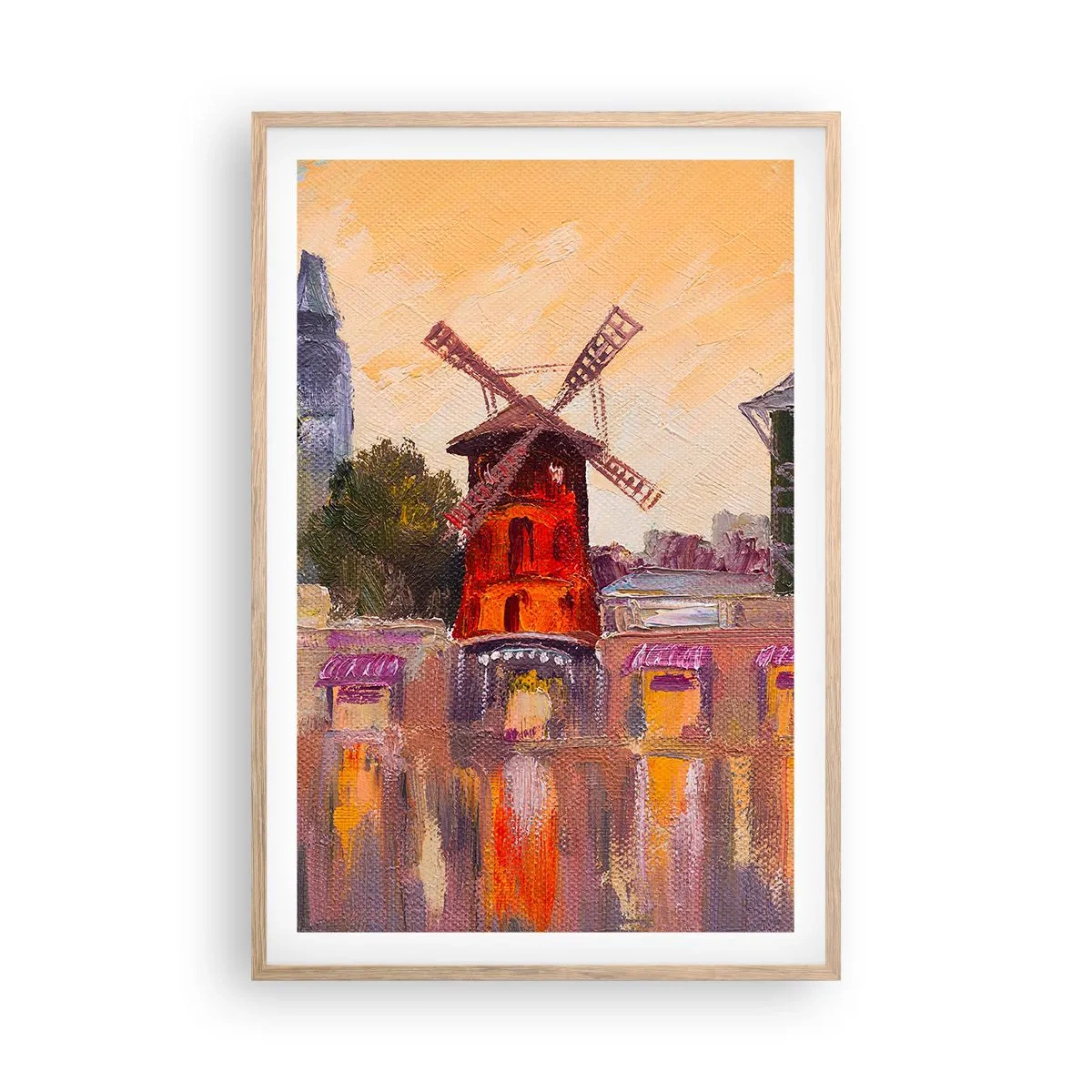 Poster în ramă de stejar deschis - Icoane pariziene - Moulin Rouge - 61x91 cm