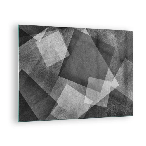 Tablou pe sticlă - Abstracție geometrică în nuanțe de negru, alb și gri - 70x50cm - Un simbol etern al permanenței și al ordinii - Decorațiune modernă pentru perete pentru living și dormitor ARTTOR