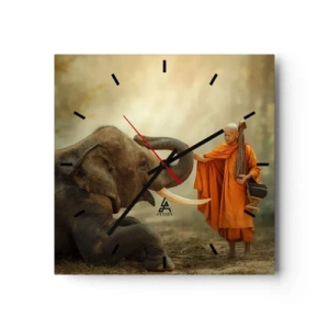 Ceas de perete - Ceas pe sticlă - Întâlnire în călătorie - 30x30 cm