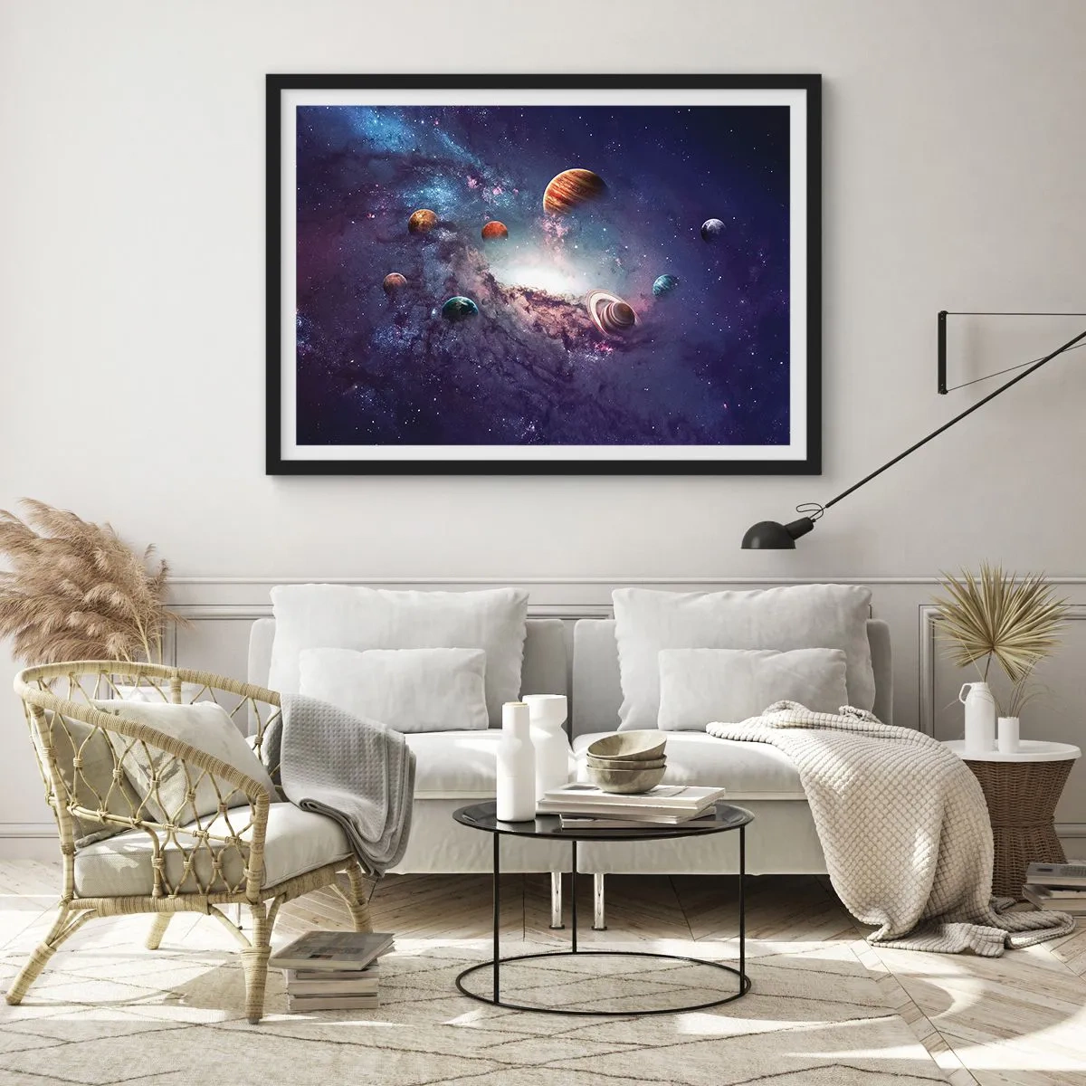 Poster în ramă neagră - Sistemul de dans solar - 100x70 cm