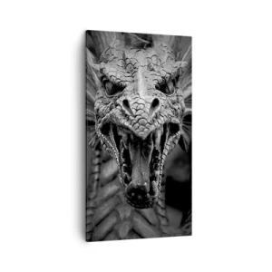 Tablou pe pânză - Dragon de basm în gri - 45x80 cm