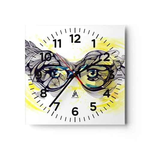 Ceas de perete - Ceas pe sticlă - Prin ochelari albaștri - 40x40 cm