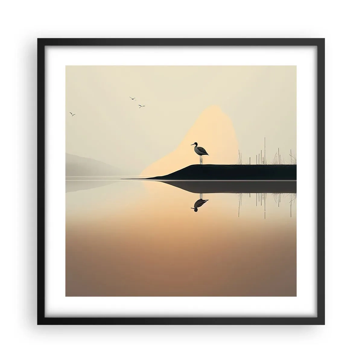 Poster în ramă neagră - Domn pe lac - 50x50 cm