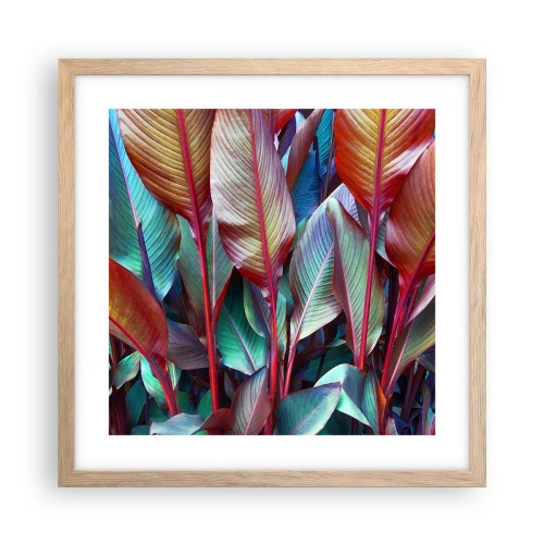 Poster în ramă de stejar deschis - Tufiș colorat - 40x40 cm