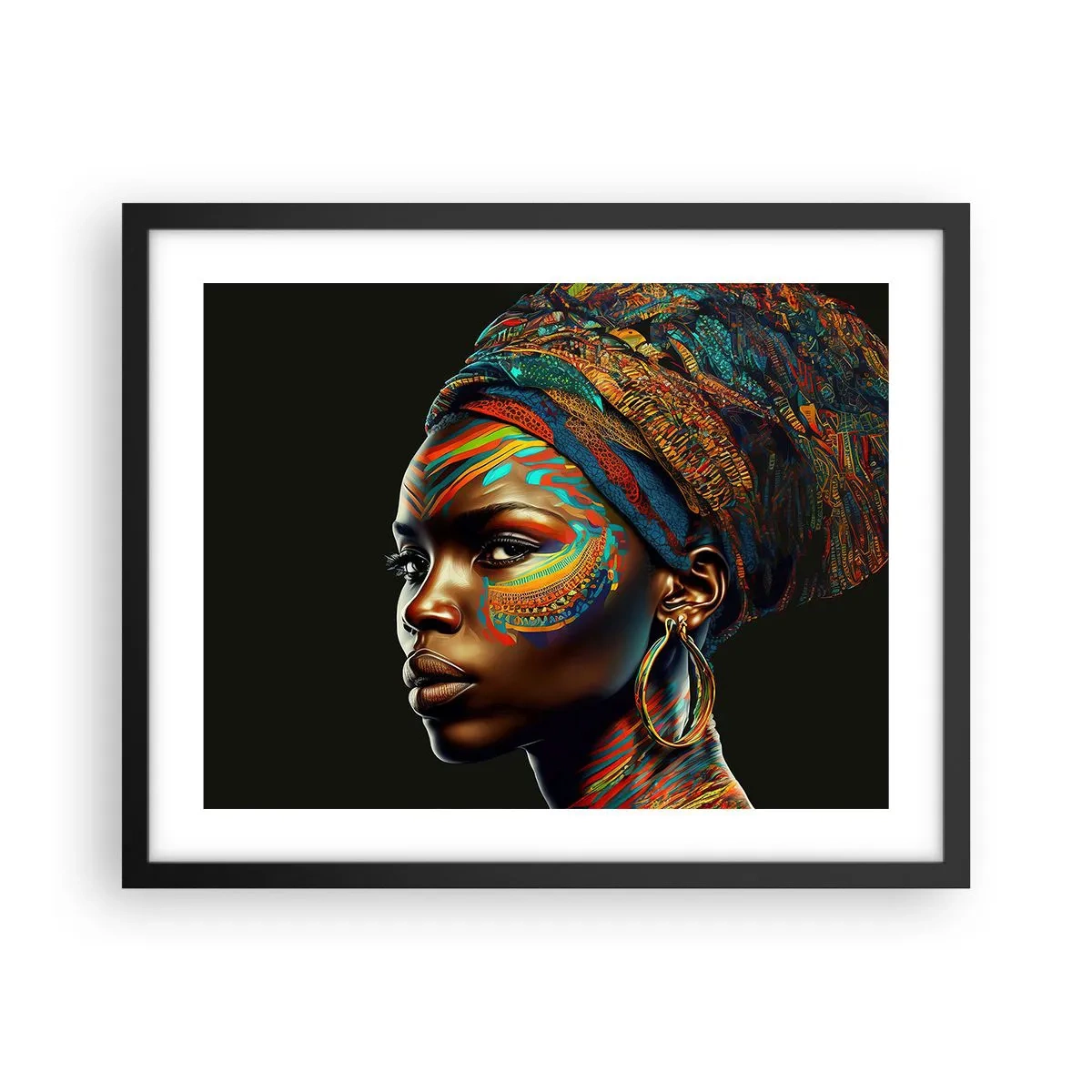 Poster în ramă neagră - Regina africană - 50x40 cm