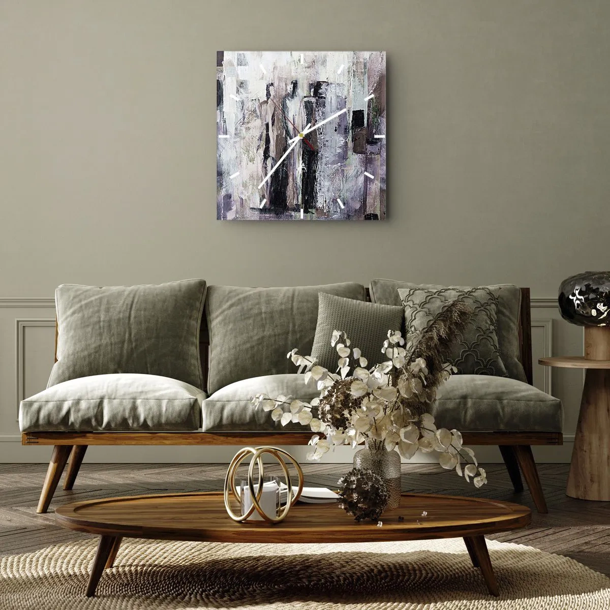 Ceas de perete - Ceas pe sticlă - Cei trei misterioși - 40x40 cm